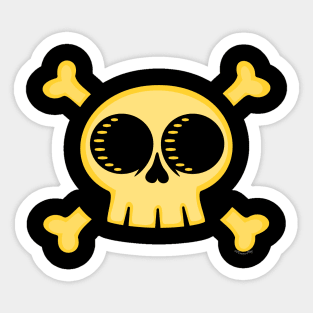 Yellow skull and crossbones Sticker